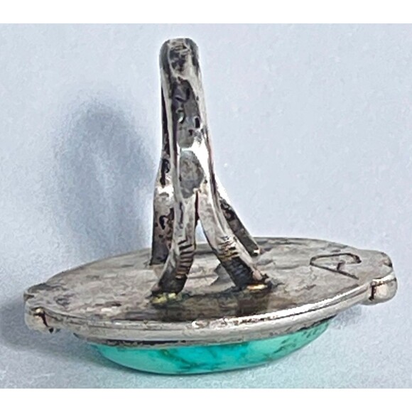 Turquoise Navajo Native Silver Ring Signed AD Size 9 weighs 12.14 gr Gem Stone - Picture 11 of 15